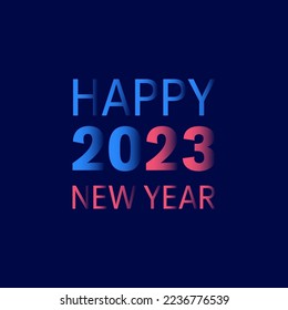 2023 Happy New Year blue pink banner. Colorful text design for holiday greetings and invitations. Vector illustration. 2023 blue pink number. New Year poster, social media template.