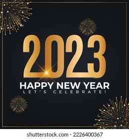 2023 Happy New Year Context for your seasonal brochures and holiday cards or invitations and Social Media Post With Dark BackGround