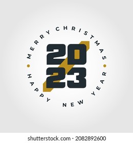 2023 Happy New Year. Creative concept design template with colorful logo 2023 for celebration and season decoration. Colored vector trendy background for branding, calendar, card, banner, cover.