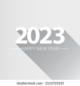 2023 Feliz año nuevo diseño creativo fondo o tarjeta de saludo con texto. Número de vectores 2023 para el nuevo año aislados en fondo gris claro