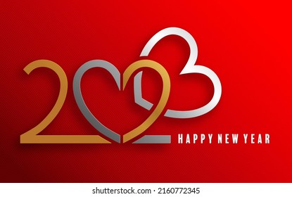 2023 Happy new year design for greeting cards or for branding, banner, cover, card Happy new year 2023 with paper cut art and craft style on paper color background.