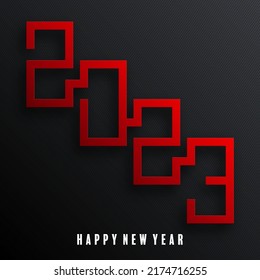 2023 Happy new year design for greeting cards or for branding, banner, cover, card Happy new year 2023 with paper cut art and craft style on paper color background.