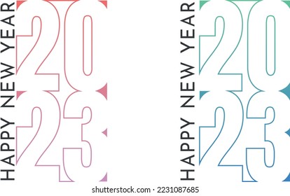 2023 Happy New Year Design. Happy New Year 2023 text . logo majesty design
