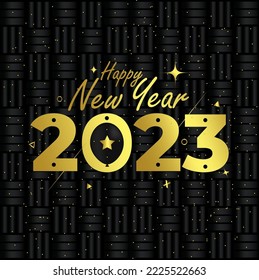 2023 Happy New Year Elegant Gold Black Poster Banner Greeting Card Background