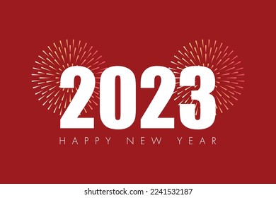 2023 Happy New Year with Fireworks Vector