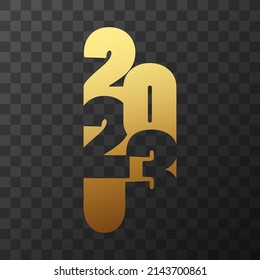 2023 Happy New Year gold logo text design on transporent background, vector illustration