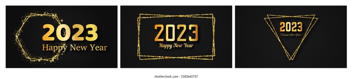 2023 Happy New Year Gold Background Stock Vector Royalty Free 2182665737 Shutterstock 5486