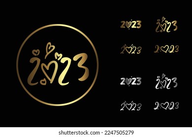2023 Happy New Year Gold heart