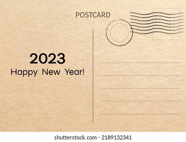 2023 Happy New Year greeting card. Postcard. Postal card illustration for design. Vector illustration.