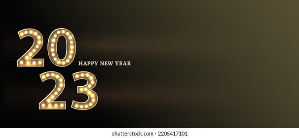 2023 Happy New Year Greeting Background with lights, vector