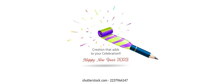 2023 Happy New Year greeting card. Fun and celebration creative for advertising agency. Isolated Poster banner design.