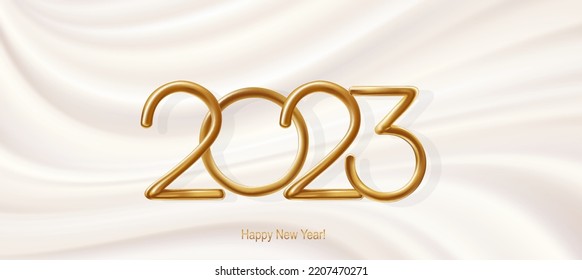 2023 Happy New Year hand lettering calligraphy. Vector holiday illustration element. Typographic element for banner, poster, congratulations.
