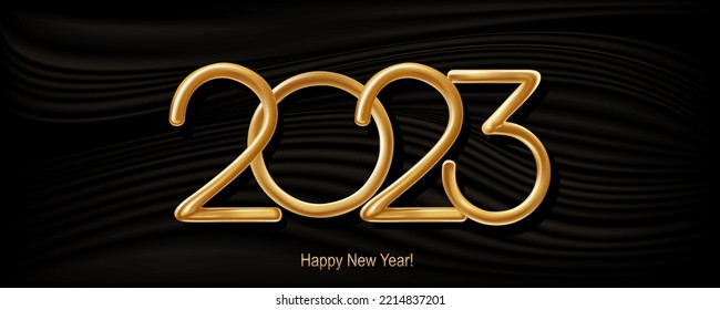 2023 Happy New Year hand lettering calligraphy. Vector holiday illustration element. Typographic element for banner, poster, congratulations.