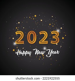 2023 Happy New Year, hand drawn  illustration  and alphabets, greeting card. Vector banner poster .