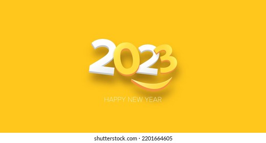 2023 Happy new year horizontal banner background or greeting card with text. vector 2023 new year numbers isolated on orange horizontal background. 2023 label and poster design template. 2023 numbers