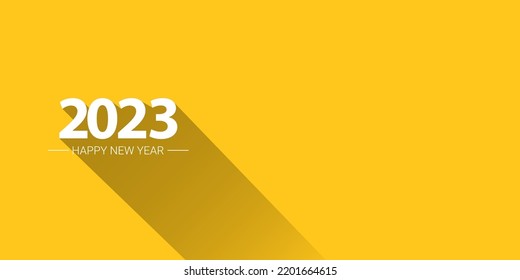 2023 Happy new year horizontal banner background or greeting card with text. vector 2023 new year numbers isolated on orange horizontal background. 2023 label and poster design template. 2023 numbers