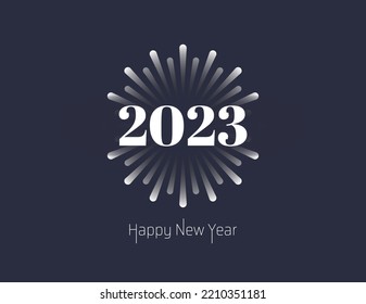 2023 Happy New Year Illustration, Sober And Elegant Design Vector On Dark Blue Background.