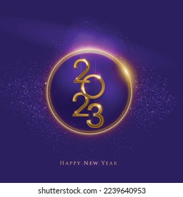2023 Happy New Year illustration made by Golden points and lines, greeting card. Vector banner poster .