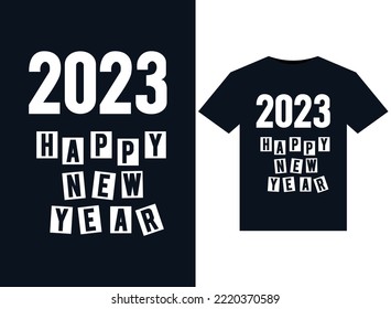 2023 Happy New Year illustrations for print-ready T-Shirts design