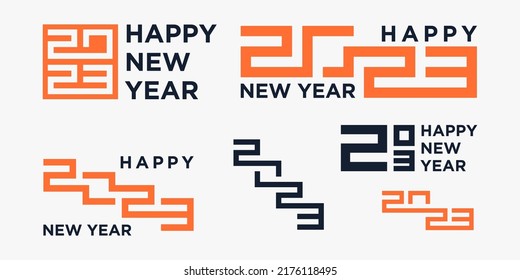 2023 Happy New Year logo text design. 2023 number design template. vector illustration.