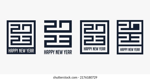 2023 Happy New Year logo text design. 2023 number design template. vector illustration.