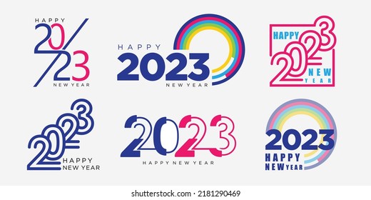 2023 Happy New Year logo text design. 2023 number design template collection . vector illustration.