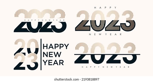 2023 Happy New Year logo text design.collection of 2023 number design template. Vector illustration.