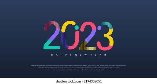 2023 Happy New Year logo text design. 2023 number design template. Vector illustration.