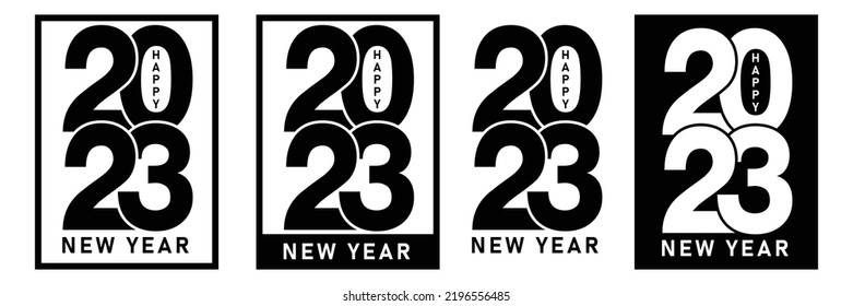 2023 Happy New Year logo text design. 2023 number design template. vector illustration. Isolated on white background.