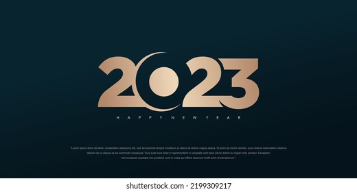 2023 Happy New Year logo text design. 2023 number design template. Vector illustration.