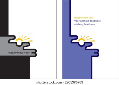 2023 Happy New Year logo text design. 2023 number design template. Collection of 2023 Happy New Year symbols. Vector illustration with new sun rising concept.
