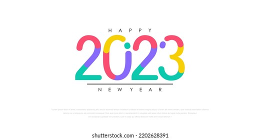 2023 Happy New Year logo text design. 2023 number design template. Vector illustration.