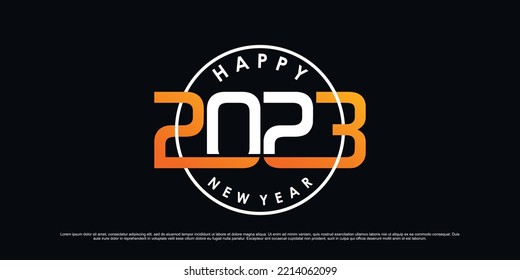 2023 happy new year logo design vector illustration with creative unique concept