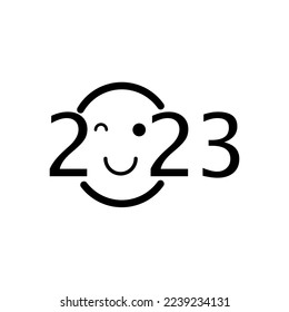 2023 Happy New Year logo text design Smile icon