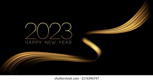 2023 Happy New Year and Merry Christmas Abstract shiny color gold wave design element