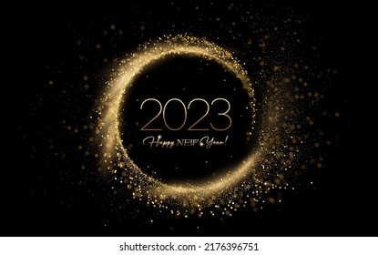 2023 Happy New Year and Merry Christmas Abstract shiny color gold wave design element