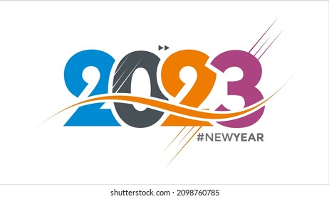 2023 Happy New Year!  Modern Luxury Happy New Year Background. Colorful text. Suitable for calendar.