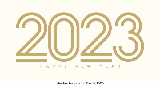 2023 Feliz Año Nuevo. 2023 moderno diseño vectorial de lujo de color oro.