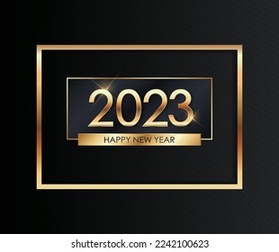2023 Happy New Year number text effect background Design. Greeting Card, Banner, Poster.  Luxury vector Illustration.