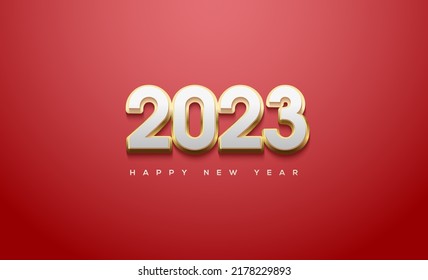 2023 happy new year numbers with luxury white and gold color