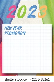 2023 happy new year. numbers watercolor style. vector linear numbers. design of greeting cards. vector illustration.