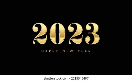 2023 Happy new year, Numbers Design, luxury gold style, Vector illustration  