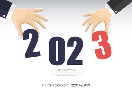 2023 happy new year. numbers minimalist style. vector linear numbers. design of greeting cards. vector illustration.