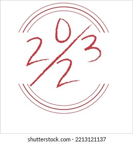 2023 Feliz Año Nuevo Numérico. Texto de pincel grueso con arco