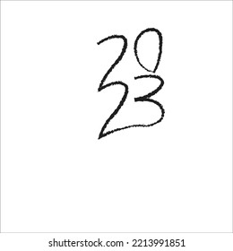 2023 Happy New Year Numeric. Grunge Brushstroke Text