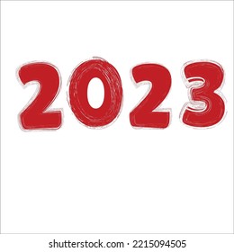 2023 Happy New Year Numeric. Grunge Brushstroke Text