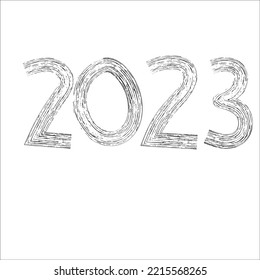 2023 Happy New Year Numeric. Grunge Brushstroke Text