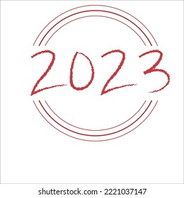 2023 Happy New Year Numeric. Grunge Brushstroke Text with Arch