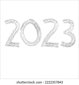 2023 Happy New Year Numeric. Grunge Brushstroke Text