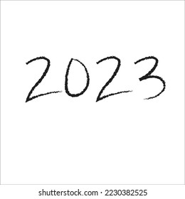 2023 Happy New Year Numeric. Grunge Brushstroke Text